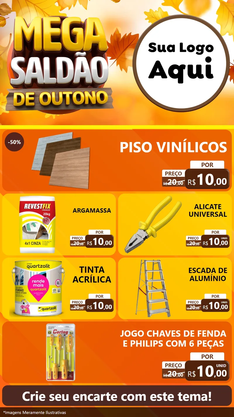 Modelo de TV para TV Vertical com o tema Mega Saldão de Outono para Material para Construção