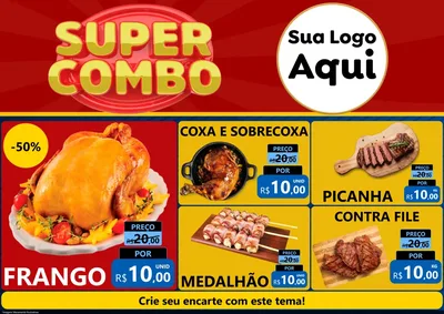 Modelo de Encarte para Encarte A4 Horizontal com o tema Super Combo para Assados