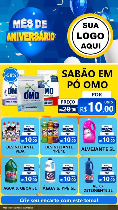 Modelo de Rede Social para Stories com o tema Mês de Aniversário para Produtos de Limpeza