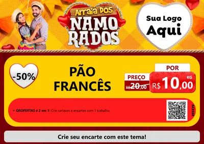 Modelo de Cartaz para Cartaz A4 Horizontal com o tema Arraiá dos Namorados para Padaria