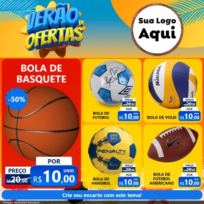 Modelo de Rede Social para Feed Facebook com o tema Verão de Ofertas para Artigos Esportivos