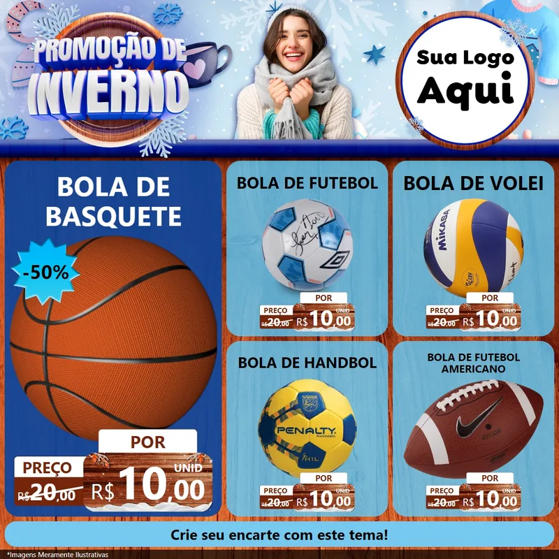 Modelo de Rede Social para Feed Facebook com o tema Promoção de Inverno para Artigos Esportivos