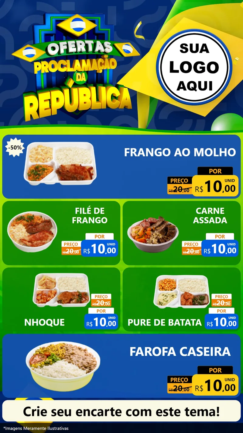 Modelo de TV para TV Vertical com o tema Ofertas Proclamação da República para Restaurante