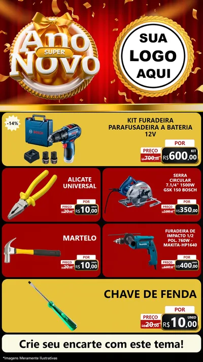 Modelo de TV para TV Vertical com o tema Super Ano Novo para Maquinas e Ferramentas