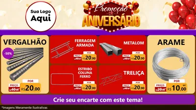 Modelo de TV para TV Horizontal com o tema Promoção de Aniversário para Ferragens