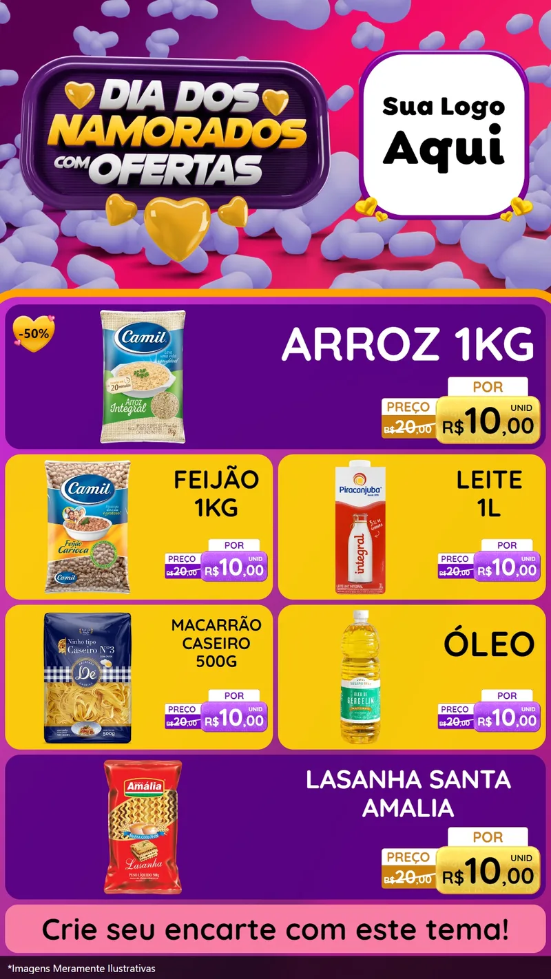 Modelo de TV para TV Vertical com o tema Dia Dos Namorados Com Ofertas para Supermercado