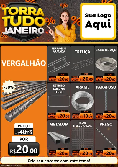 Modelo de Encarte para Encarte A4 Vertical com o tema Torra Tudo Janeiro para Ferragens