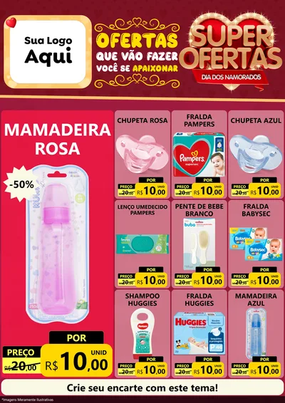 Modelo de Encarte para Encarte A4 Vertical com o tema Dia dos Namorados para Bebês