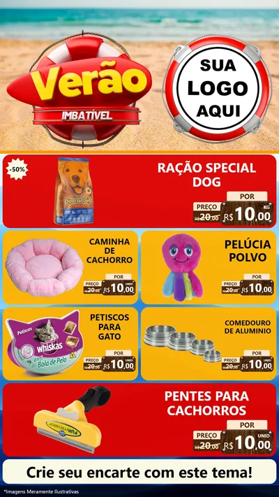 Modelo de TV para TV Vertical com o tema Verão Imbatível para Pet Shop