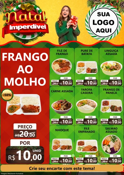 Modelo de Encarte para Encarte A4 Vertical com o tema Natal Imperdível para Restaurante
