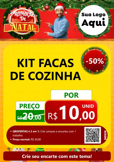 Modelo de Cartaz para Cartaz A4 Vertical com o tema Promoção de Natal para Utilidades Domésticas