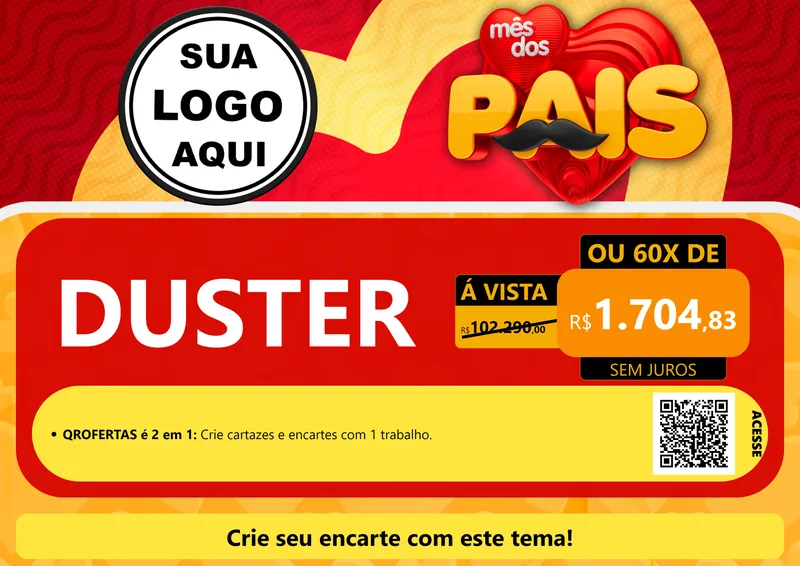 Modelo de Cartaz para Cartaz A4 Horizontal com o tema Mês Dos Pais para Concessionaria de Carros