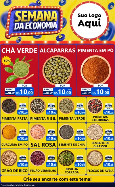 Modelo de Encarte para Encarte Grande com o tema Semana da Economia para Produtos Naturais