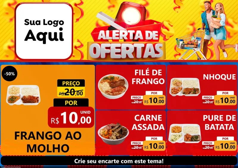 Modelo de Encarte para Encarte A4 Horizontal com o tema Alerta de Ofertas para Restaurante