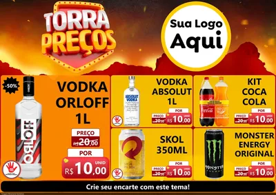 Modelo de Encarte para Encarte A4 Horizontal com o tema Torra Preços para Distribuidora de bebidas