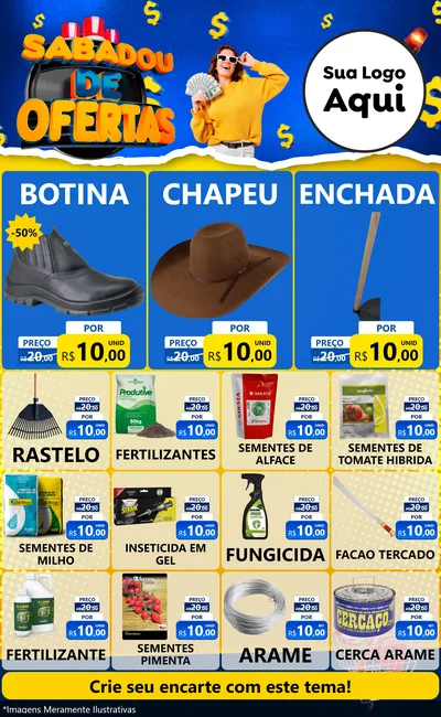 Modelo de Encarte para Encarte Grande com o tema Sabadou de Ofertas para Agropecuária