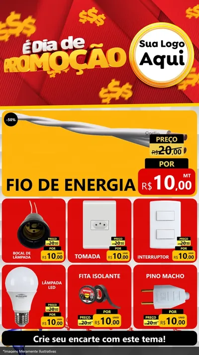 Modelo de Rede Social para Stories com o tema É Dia De Promoção para Materiais Elétricos
