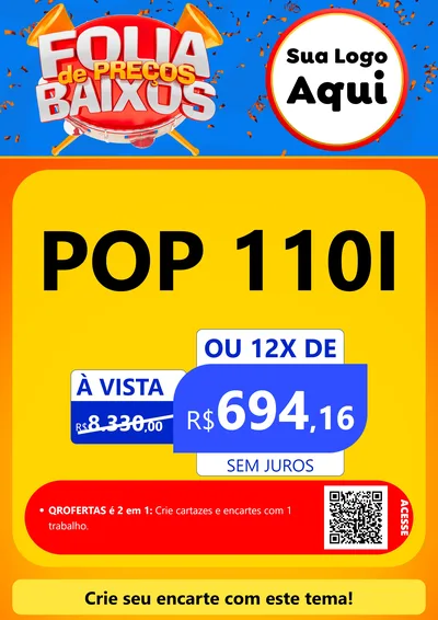 Modelo de Cartaz para Cartaz A4 Vertical com o tema Folia de Preços Baixos para Concessionaria de Motos