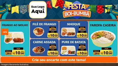 Modelo de TV para TV Horizontal com o tema Festa Boi Bumbá para Restaurante