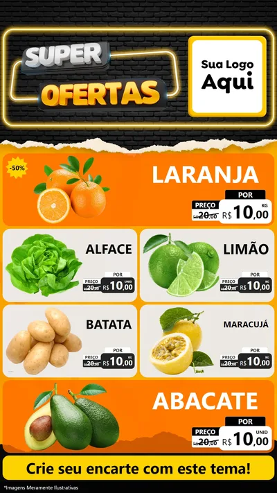 Modelo de TV para TV Vertical com o tema Super Ofertas para Hortifrúti