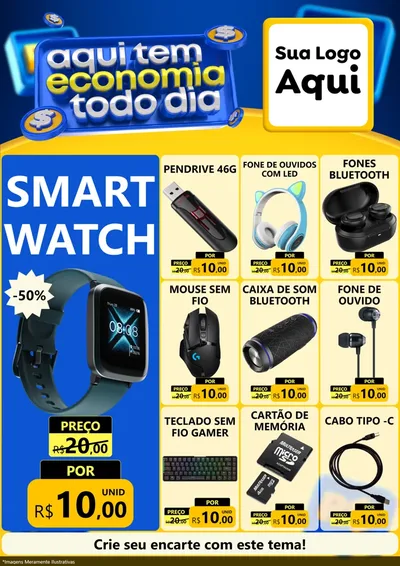 Modelo de Encarte para Encarte A4 Vertical com o tema Aqui Tem Economia Todo Dia para Informática