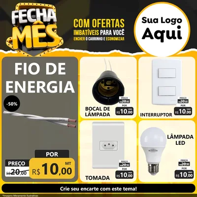 Modelo de Rede Social para Feed Facebook com o tema Fecha Mês para Materiais Elétricos