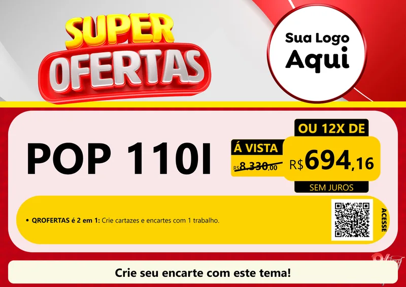 Modelo de Cartaz para Cartaz A4 Horizontal com o tema Super Ofertas para Concessionaria de Motos
