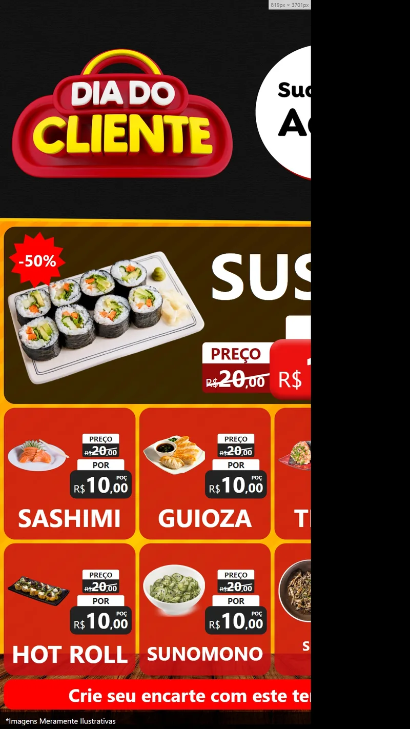 Modelo de Rede Social para Stories com o tema Dia do Cliente para Comida japonesa