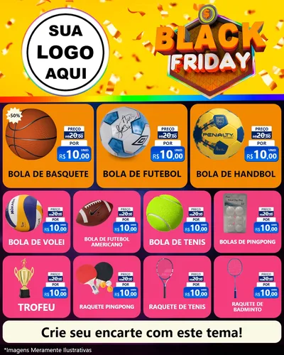 Modelo de Rede Social para Feed Instagram com o tema Black Friday para Artigos Esportivos