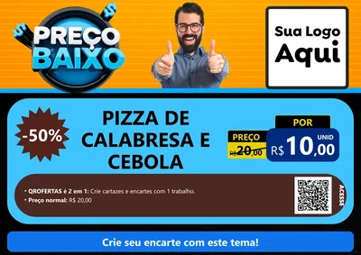 Modelo de Cartaz para Cartaz A4 Horizontal com o tema Preço Baixo para Pizzaria