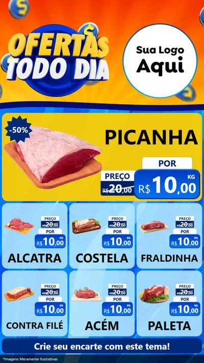 Modelo de Rede Social para Stories com o tema Ofertas Todo Dia para Açougue