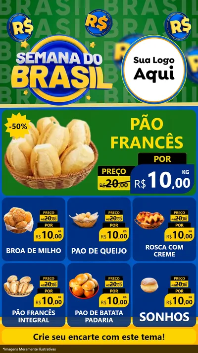 Modelo de Rede Social para Stories com o tema Semana Do Brasil para Padaria
