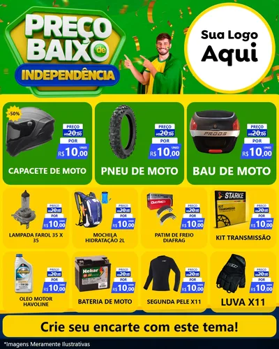 Modelo de Rede Social para Feed Instagram com o tema Preço Baixo de Independência para Moto peças