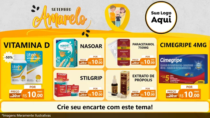 Modelo de TV para TV Horizontal com o tema Setembro Amarelo para Farmácia