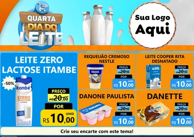 Modelo de Encarte para Encarte A4 Horizontal com o tema Quarta Dia do Leite para Frios e Laticínios