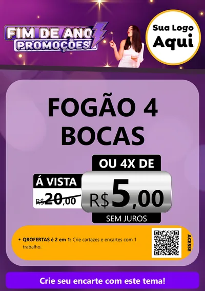 Modelo de Cartaz para Cartaz A4 Vertical com o tema Fim de Ano Promoções para Móveis e Eletro