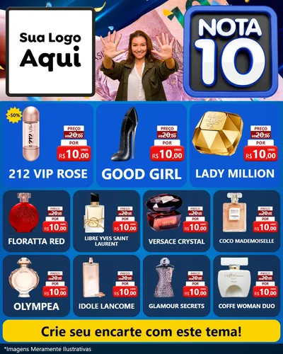 Modelo de Rede Social para Feed Instagram com o tema Nota 10 para Perfumes