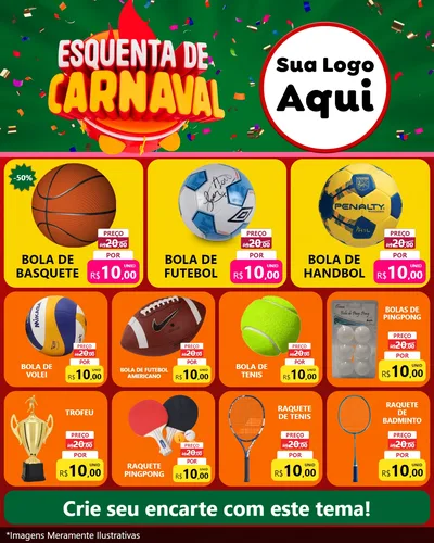 Modelo de Rede Social para Feed Instagram com o tema Esquenta de Carnaval para Artigos Esportivos