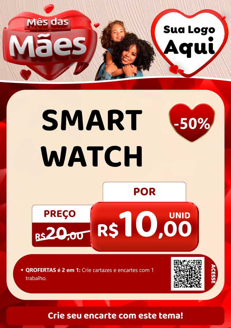 Modelo de Cartaz para Cartaz A4 Vertical com o tema Mês das Mães para Informática