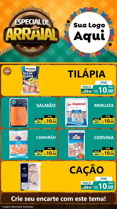 Modelo de TV para TV Vertical com o tema Especial De Arraial para Peixaria
