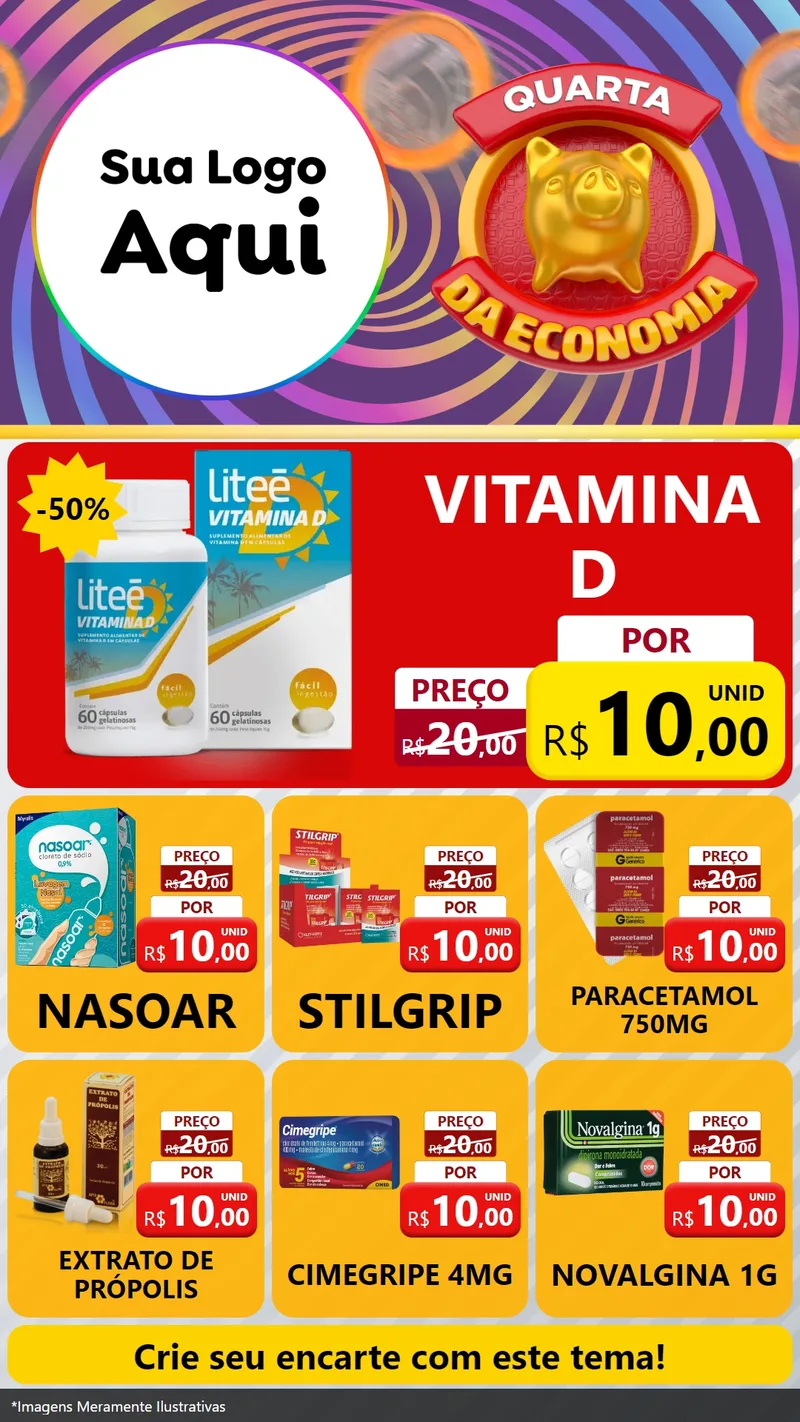 Modelo de Rede Social para Stories com o tema Quarta da Economia para Farmácia