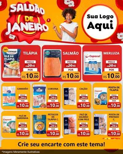 Modelo de Rede Social para Feed Instagram com o tema Saldão de Janeiro para Peixaria