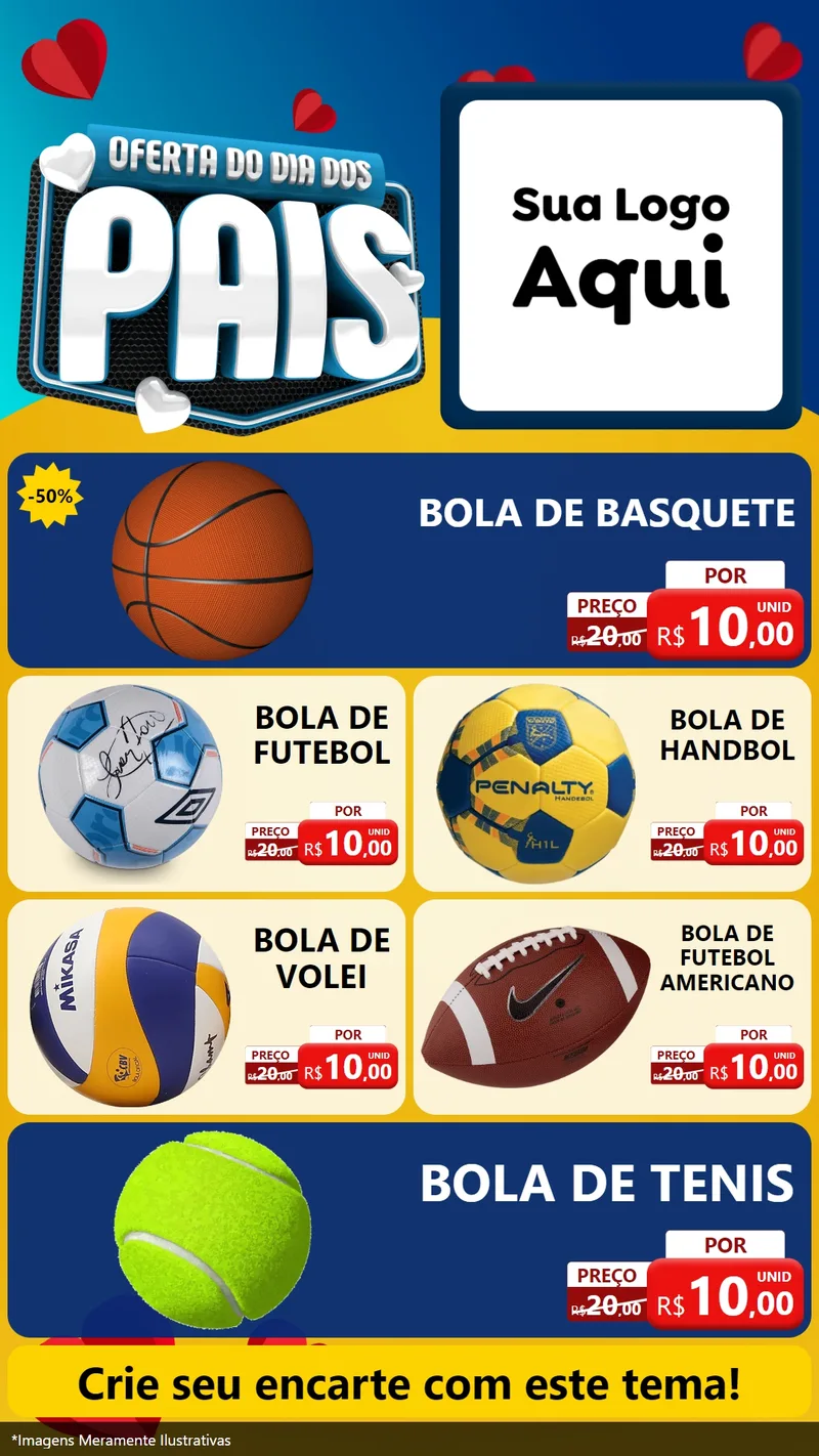 Modelo de TV para TV Vertical com o tema Oferta Do Dia Dos Pais para Artigos Esportivos
