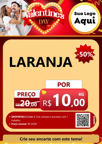 Modelo de Cartaz para Cartaz A4 Vertical com o tema Valentine's Day para Hortifrúti