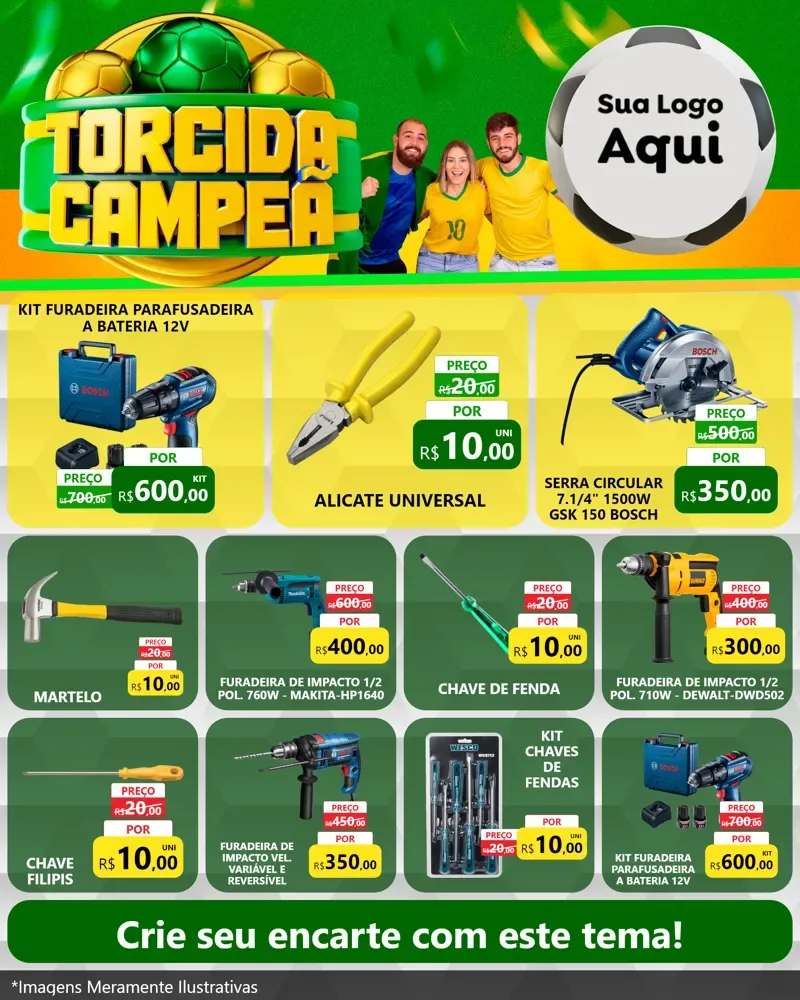 Modelo de Rede Social para Feed Instagram com o tema Torcida Campeã - Copa para Maquinas e Ferramentas