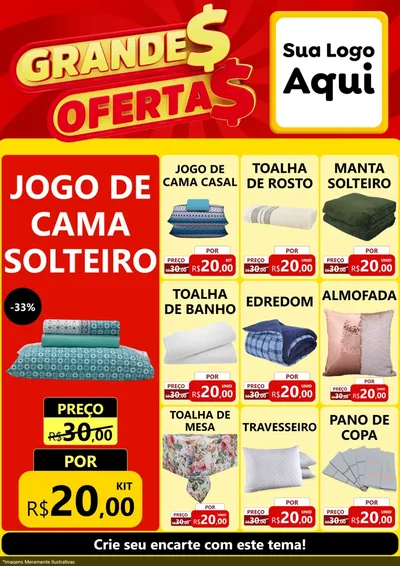 Modelo de Encarte para Encarte A4 Vertical com o tema Grandes Ofertas para Cama, Mesa e Banho