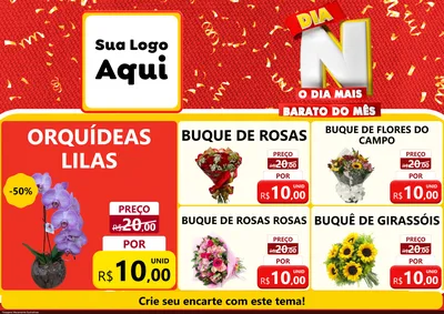 Modelo de Encarte para Encarte A4 Horizontal com o tema Dia N o Dia Mais Barato do Mês para Floricultura e jardim