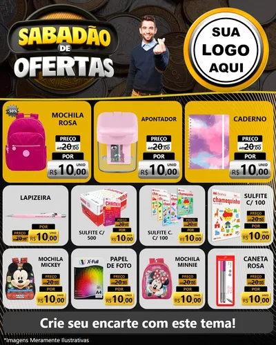 Modelo de Rede Social para Feed Instagram com o tema Sabadão de Ofertas para Papelaria