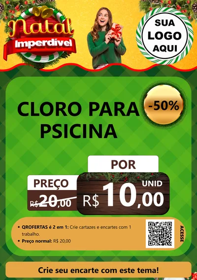 Modelo de Cartaz para Cartaz A4 Vertical com o tema Natal Imperdível para Produtos para Piscina