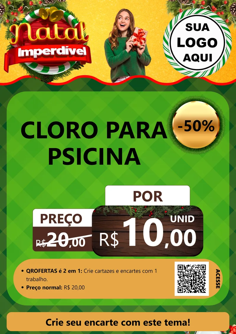 Modelo de Cartaz para Cartaz A4 Vertical com o tema Natal Imperdível para Produtos para Piscina
